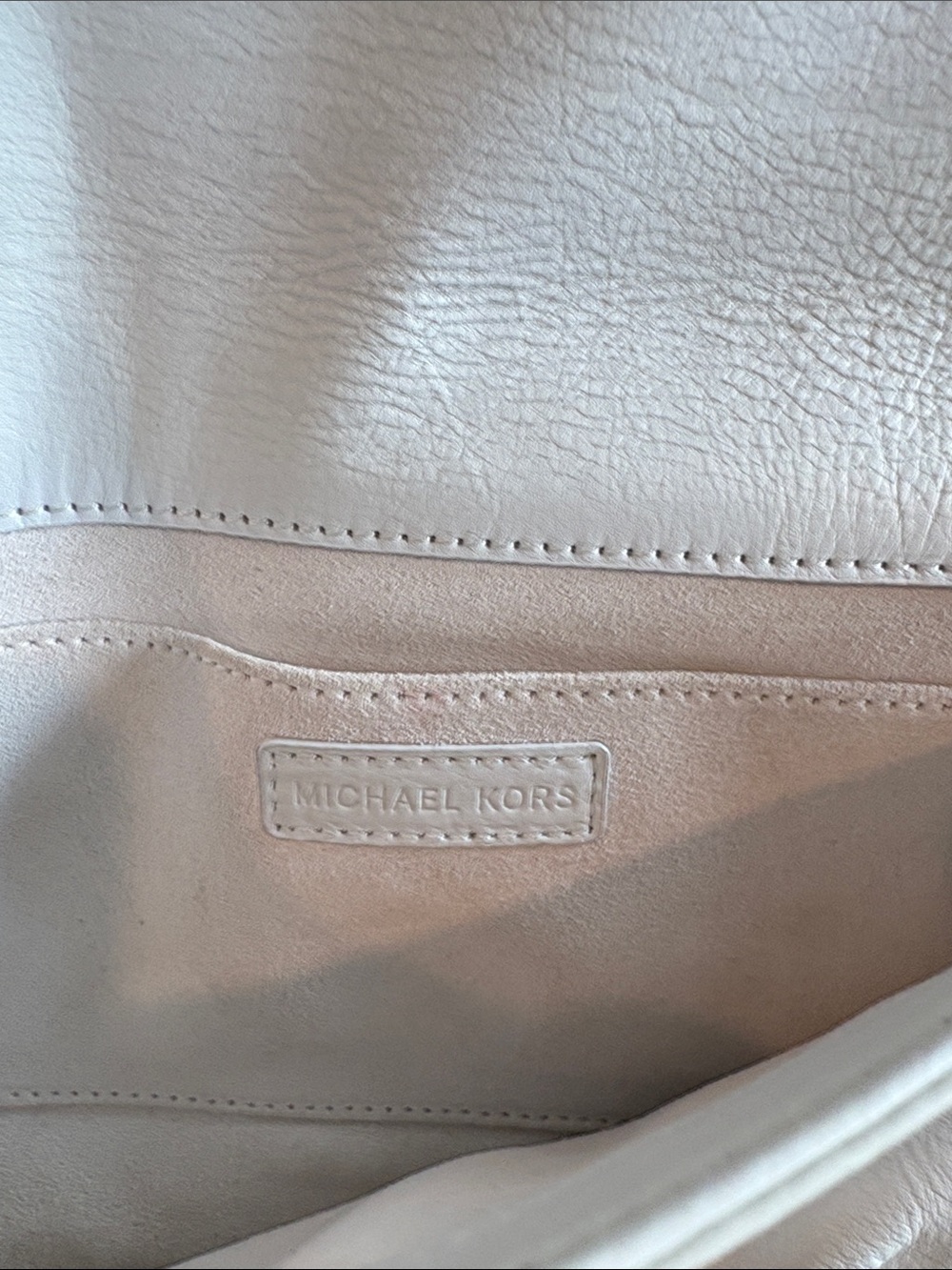 Michael Kors White Leather Clutch with Gold Chain Accent - Picture 4 of 7